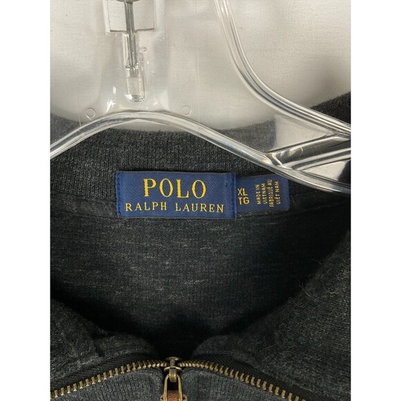 Polo Ralph Lauren Men's XL Rib 1/4 Zip Pullover Sweater Dark Gray Red Pony - Picture 4 of 8